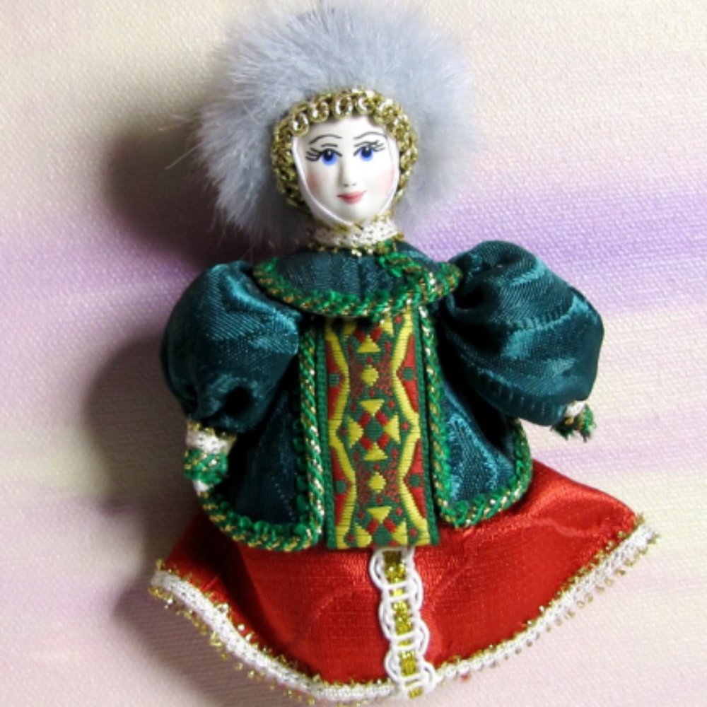 CHRISTMAS TREE DECORATION OOAK Vintage Beautiful Handmade and Hand painted Doll